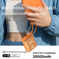 Cargador de Viaje 3 en 1 de 45W con Carga Rápida y Cable Integrado, Batería Externa Portátil de 20000mAh para iPhone 17 Pro Max