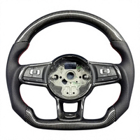 Volant en cuir perforé en fibre de carbone bleue forgé pour V/W Golf 7 GTI MK7 2015-2021, style sport racing