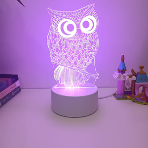 Lustiges Licht Crack Base 3D USB Schöne Eule Tisch lampe Schreibtisch lampe Acryl Beleuchtung Design Nachtlicht Licht LED Raum Home Decor - Product Image 3