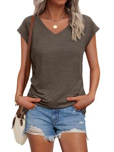 Camisetas florales de manga corta con cuello en V para mujer, blusas bohemias para todas las estaciones, para profesores y trabajo - Product Image 5