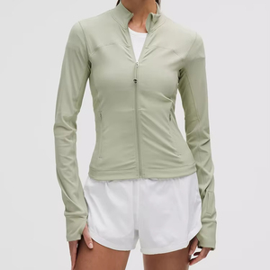 Customizable Women's Hooded <b>Yoga</b> <b>Jacket</b> Nude Slim Fit Plus Size Running Fitness Sports <b>Jacket</b> with Front Logo - Product Image 5