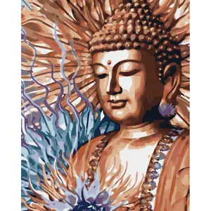 Leinwand Ölgemälde Buddha Statue Malerei nach Zahlen Hand bemalte Dekoration Farbe nach Zahlen Moderne Wand kunst handgemachtes Geschenk