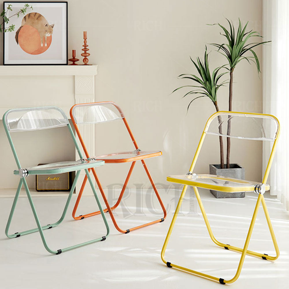 Hotel Plastic Restaurant Chairs Events Modern Nordic Foldable Plastic Chair  with Metal Legs Folding clear Plastic Chair