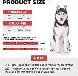 Lynxking tali anjing raksasa besar, tali anjing reflektif tanpa tarik 3/8 inci, tali kerah anjing merah kecil dengan Halter - Product Image 3