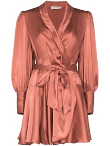 Da donna di nuova moda con scollo a V <span class=keywords><strong>maniche</strong></span> a balze orlo in raso in tinta unita avvolgente Mini abiti corti da donna - Product Image 6