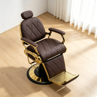 Chaise de barbier portable carrée en métal marron avec corps pliable et logo brodé personnalisable pour salon de coiffure et usage domestique