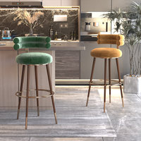Tabouret de bar en tissu, style nordique minimaliste, luxe léger, idéal pour Instagram, personnalisable, en bois massif, esthétique haut de gamme, pour bar à domicile