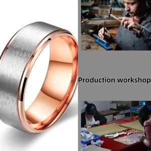 Rose Gold Plated Stainless Steel Men's Silver Color Couple <strong>Rings</strong> <strong>Blanks</strong> Popular for Christian Anniversary Jewelry Occasions - Product Image 5