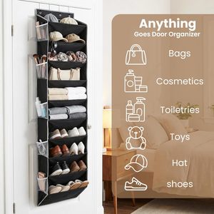 Over The Door Shoe Organizer 10 Tier <b>Black</b> Hanging With 20 Pockets For Shoes Behind Doors Or On Walls - Product Image 6