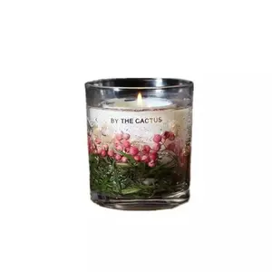 Bougie à fleur immortelle personnalisée, bougies parfumées en gelée de fleur séchée de luxe bougie d'aromathérapie
