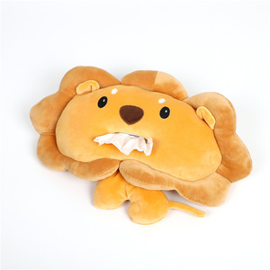 Boîte à mouchoirs en peluche pour voiture, design lion, 16cm x 11cm, organisateur de dossier de siège de voiture, accessoire de véhicule à double usage - Product Image 4