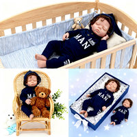 Poupée en silicone Reborn Baby Brown Dark Cute Curly Boy Reborn Doll Simulation Doll Reborn Toddler Dolls Boy de 18 pouces