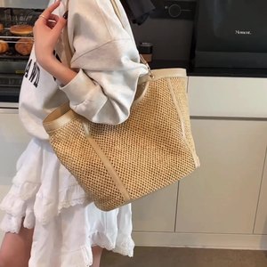 Borsa da <span class=keywords><strong>donna</strong></span> di lusso elegante di buona qualità borsa da 2 pz/set di paglia borsa da viaggio estiva a tracolla da spiaggia con custodia cosmetica - Product Image 4