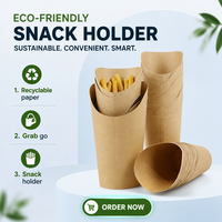 Gobelets à collation en papier kraft brun personnalisables avec logo pour restauration rapide – Durables et réutilisables pour frites et chips