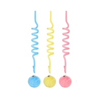 Jouet pour chat à ventouse avec ressort, boule en fourrure de lapin, corde élastique rétractable, résistant aux morsures, jouet interactif