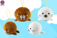 En vrac 4 pouces marron/blanc océan sceau pendentif grosse tête mignon Expressions longues dents animaux en peluche cartable en peluche porte-clés jouets