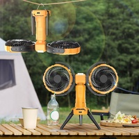 Ventilateur de camping portable F7300 DC 8000 mAh rechargeable à double tête sans fil, ventilateur suspendu pour tente de pêche, ventilateur oscillant de plafond pour extérieur