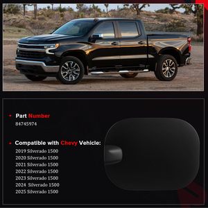 Couvre-réservoir de carburant Chevrolet Silverado 1500 2019-2025, capuchon en plastique noir piano avec poignée - Product Image 1