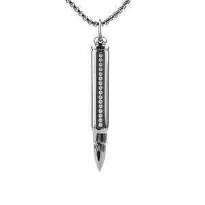 Collares con Colgante de Bala Estilo Hip Hop para Hombre, Regalo Personalizado para Parejas, Dijes de Diamantes CZ, Colgantes para Cenizas - Product Image 5