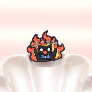 Let It <strong>Burn</strong> Angry Cat Badge Kawaii Arson Cat Enamel Pin Halloween Gift Accessories - Product Image 3