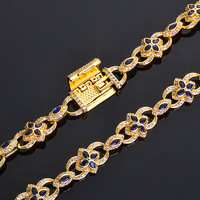 En gros Collier pendentif trèfle et œil, Chaîne en forme de 8, Zircon cubique 5A coloré, Bijoux Hip Hop en laiton, Ensemble de bracelets personnalisés