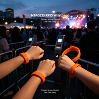 Bracelet en silicone NFC RFID réutilisable pour concert, festival, exposition, adhésion