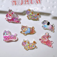 AB Lijm Harsen Patches Handgemaakte Materialen Crème Glitter Pailletten Gefacetted Konijn Kat Paard Beer DIY Haarclips Dieren-thema