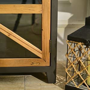 Meuble d'appoint en bois massif de style antique pour entrée, salon, avec 2 tiroirs et 2 portes, meuble de rangement pour la maison - Product Image 6