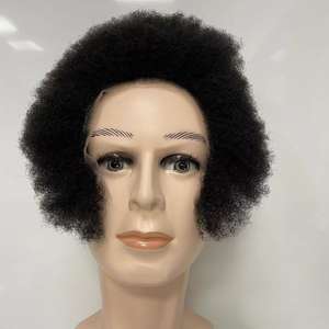 Cheveux humains <span class=keywords><strong>Afro</strong></span> Curl visage moustache <span class=keywords><strong>barbe</strong></span> pour hommes noirs américains maquillage réaliste dentelle système de remplacement des cheveux - Product Image 3