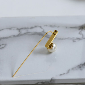 Grosir anting-anting Hoop mode mewah perhiasan halus emas mutiara tahan luntur anting-anting jumlah besar baja tahan karat untuk wanita - Product Image 5