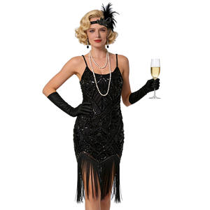 Robe de soirée élégante et ajustée, style <span class=keywords><strong>Gatsby</strong></span> des années 1920, robe de bal rétro, costume de scène, robe à franges et sequins, grande taille, robe pour <span class=keywords><strong>femme</strong></span> - Product Image 3