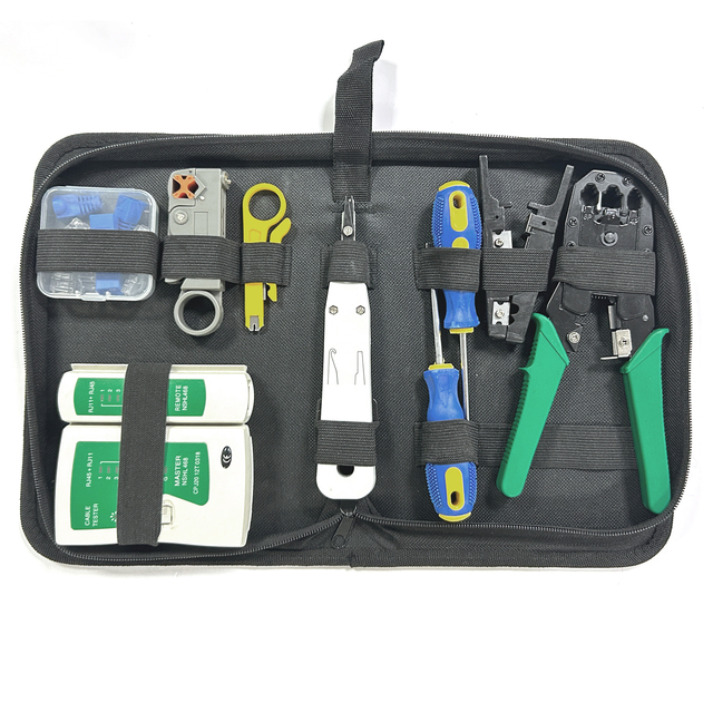 Ethernet Repair Cutter Wire Stripper Hand Pliers Tool Kit Set Network Cable Tester Rj45 Crimping Tool Kit
