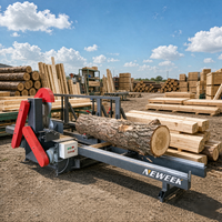 NEWEEK Machine de découpe de bois sur mesure 60 Hz, à commande manuelle, avec double scie et table coulissante pour la coupe de billes de bois