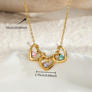 Collier avec pendentif en forme <span class=keywords><strong>de</strong></span> cœur avec douze pierres <span class=keywords><strong>de</strong></span> <span class=keywords><strong>naissance</strong></span>, nouveau, plaqué or, en acier inoxydable, bijoux, cadeau d'amour pour la fête des mères, avec <span class=keywords><strong>perle</strong></span> principale - Product Image 4