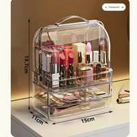 Boîte de rangement rectangulaire haut de gamme en plastique JX pour cosmétiques et bijoux avec couvercle à tiroir, mini design de luxe léger pour bureau