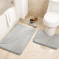 Tapis de sol en mousse à mémoire de forme pour siège de toilette, 2 pièces, triple matelassage, PVC antidérapant, léger, pour salle de bain, balcon, cuisine, hall d'entrée