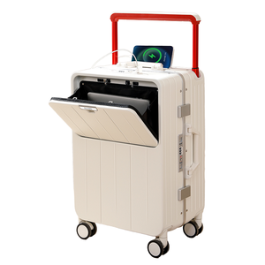 Nouvelle <span class=keywords><strong>valise</strong></span> à ouverture frontale avec logo personnalisable <span class=keywords><strong>Valise</strong></span> à roulettes ABS + PC <span class=keywords><strong>Valise</strong></span> de voyage multifonctionnelle <span class=keywords><strong>Valise</strong></span> d'affaires - Product Image 1