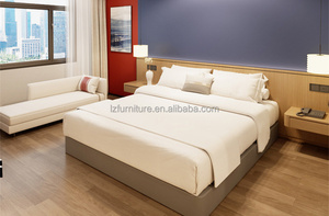 Budget Hotel Twin Bedroom Set 2 Single Wooden Beds Frame with <b>Panel</b> <b>Headboard</b> Nightstand Express Inn Economy Hotel Furniture - Product Image 2
