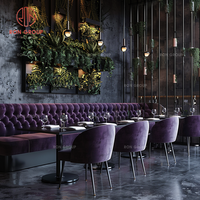 Luxus Restaurant Gewerbe möbel Set Lila Samt Sofa Stand Sitz gelegenheiten und passende Samts tühle mit Esstischen aus Holz