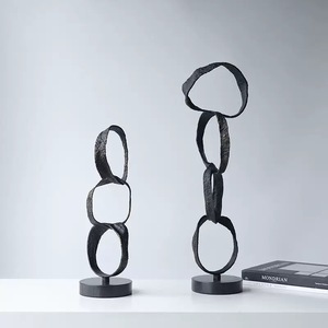 Mueble de TV y Estantería Moderno de Lujo Accesible con Adornos Geométricos Circulares de Aleación Negra para Sala de Estar, Hotel y Hogar - Product Image 1
