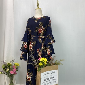 ชุดเดรสลายดอกไม้ฤดูร้อนลดราคาพิเศษพร้อมแขนเสื้อสามชั้นสำหรับแฟชั่นผู้หญิงใส่ไปเที่ยวพักผ่อน 9071 # - Product Image 4