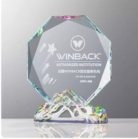 Trophée en cristal personnalisé, spectre irisé, base iceberg, dégradé de couleurs UV, souvenir d'anniversaire, cadeau de réussite
