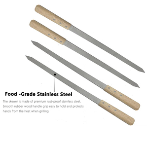 Brochettes de barbecue en acier inoxydable de qualité supérieure avec manche en bois, brochettes plates en acier inoxydable pour <span class=keywords><strong>kebab</strong></span> turc, pour grillades en plein air et camping - Product Image 3