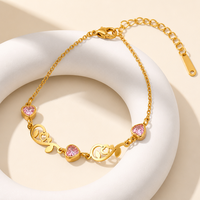 Bracelet ajustable minimaliste en alliage plaqué or 18 carats avec zircon cubique en forme de fleur pour femme, tendance, idéal pour un anniversaire