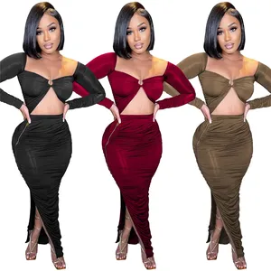 J&H fashion new 2XL plus size clothing hollow out long sleeve sexy bodycon vestidos elegantes ruched girl party dresses