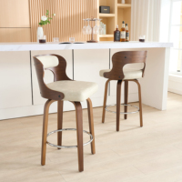 Tabourets de bar pivotants au design nordique moderne, en cuir synthétique PU, en bois courbé, chaise haute pour comptoir, utilisation extérieure, hôtel, usage commercial