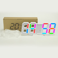 Horloge murale numérique 3D LED EMAF pour la décoration de la maison et de la salle de classe, avec alarme, télécommande, luminosité réglable, pour table ou mur