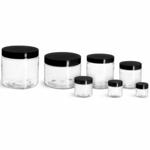 100ml Transparent Cosmetics Container Amber Brown <b>Glass</b> <b>Jars</b> with Black Plastic <b>Lids</b> - Product Image 1