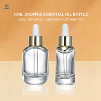 Emballage de cosmétiques de vente directe d'usine 30ml 50ml bouteille d'huile essentielle de compte-gouttes en verre vide transparente