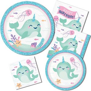 Platos de Papel Azules Narwhal, Platos y Servilletas Desechables de Papel, Decoración para Fiestas Infantiles y Picnics - Product Image 2